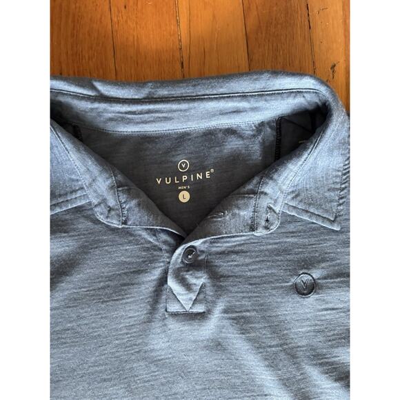 Vulpine Merino Wool Polo Long Sleeve Large Blue Cycling Commuter Performance - Picture 7 of 9